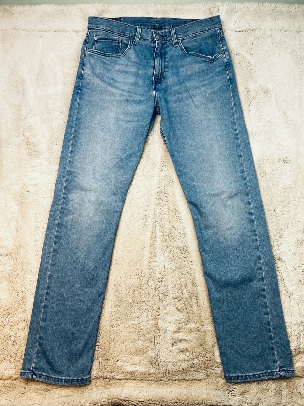 Levis 502 Slim Straight Jeans 34x34 Light Wash Blue Stretch Denim 31" Inseam